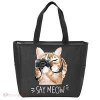 Say Meow Cute Cat Picture Tote Bag thumb 0