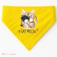 Say Meow Cute Cat Picture USA-Made Doggie Bandana thumb 0