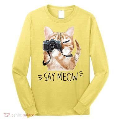 Say Meow Cute Cat Picture Long Sleeve Shirt