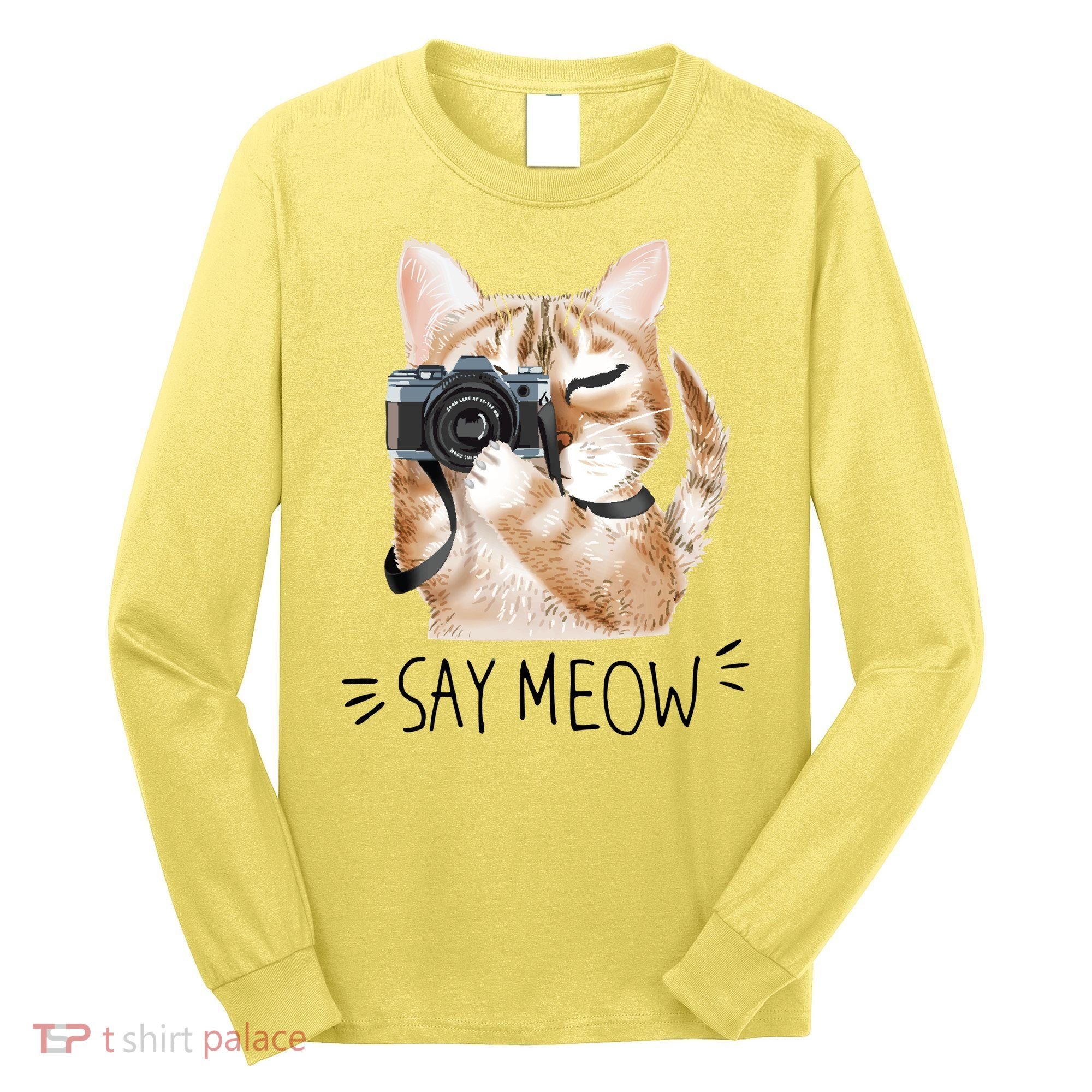 Say Meow Cute Cat Picture Long Sleeve Shirt