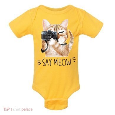 Say Meow Cute Cat Picture Baby Bodysuit