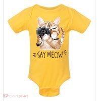Say Meow Cute Cat Picture Baby Bodysuit thumb 0