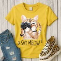 Say Meow Cute Cat Picture Women's T-Shirt thumb 3