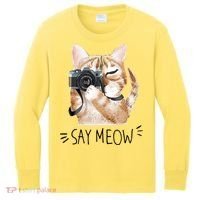 Say Meow Cute Cat Picture Kids Long Sleeve Shirt thumb 0