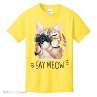 Say Meow Cute Cat Picture Kids T-Shirt thumb 0