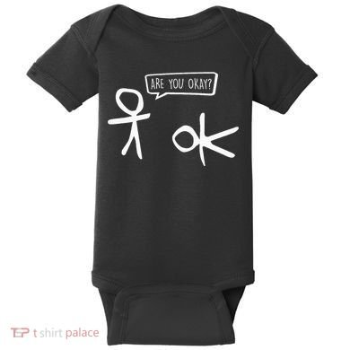 Stickman Are You Ok Cartoon Be Kind Good Help Support Baby Bodysuit