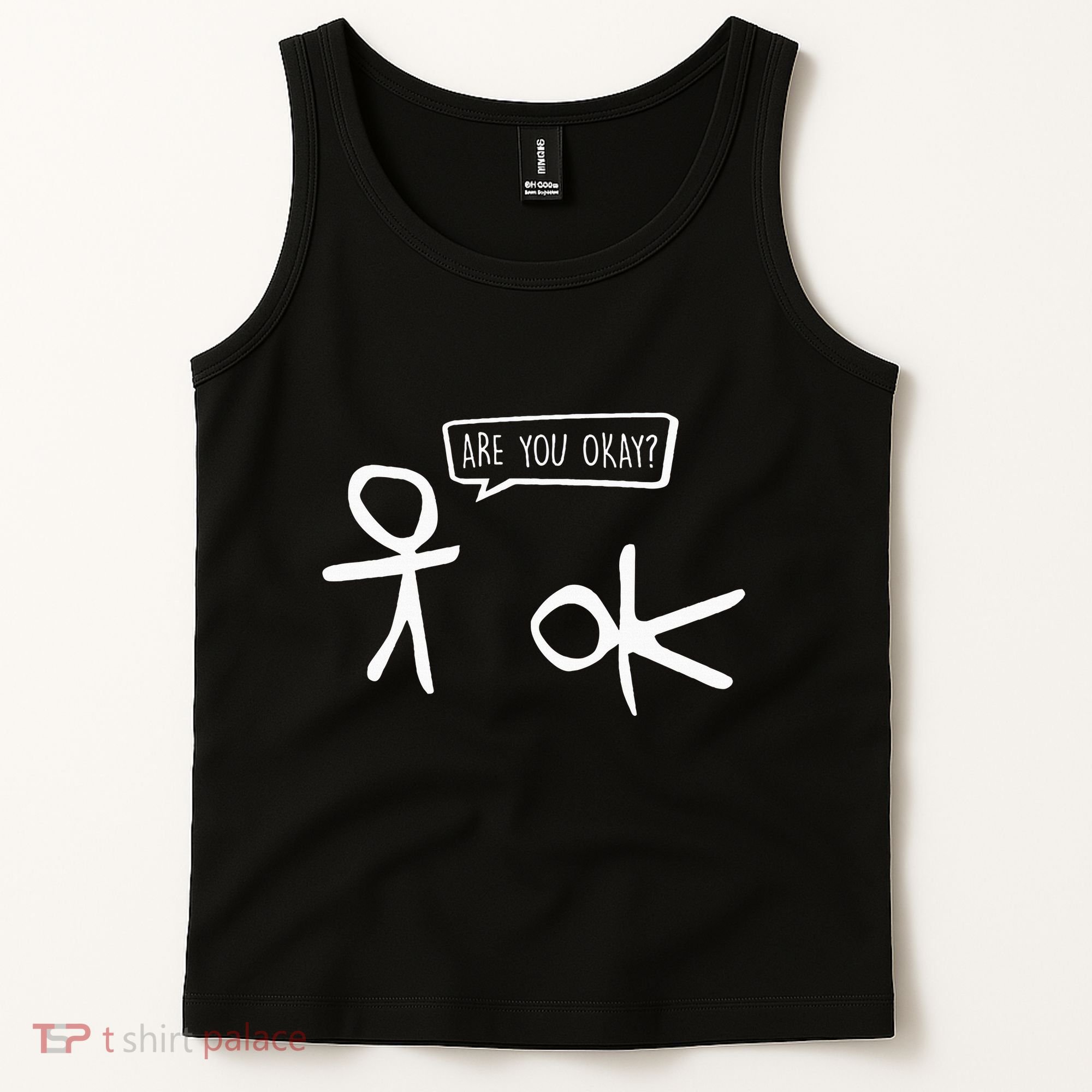 Stickman Are You Ok Cartoon Be Kind Good Help Support Tank Top