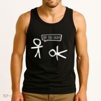 Stickman Are You Ok Cartoon Be Kind Good Help Support Tank Top thumb 3