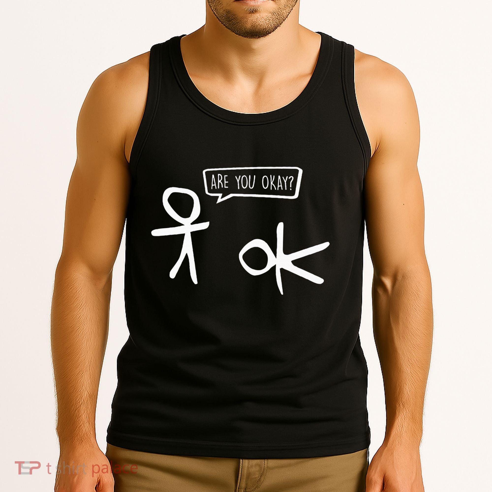 Stickman Are You Ok Cartoon Be Kind Good Help Support Tank Top