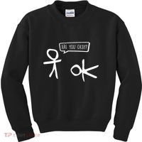 Stickman Are You Ok Cartoon Be Kind Good Help Support Kids Sweatshirt thumb 0