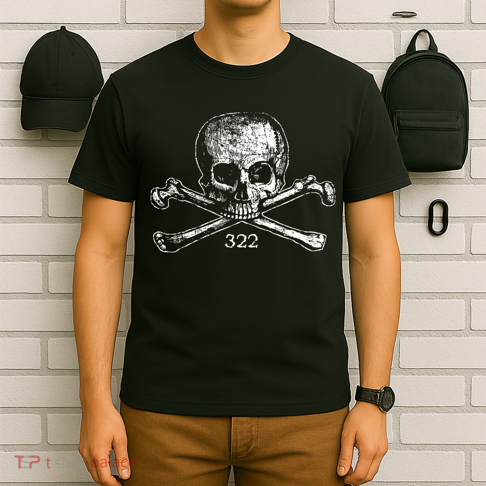 Skull & Bones 322 Distressed Skull And Crossbones T-Shirt