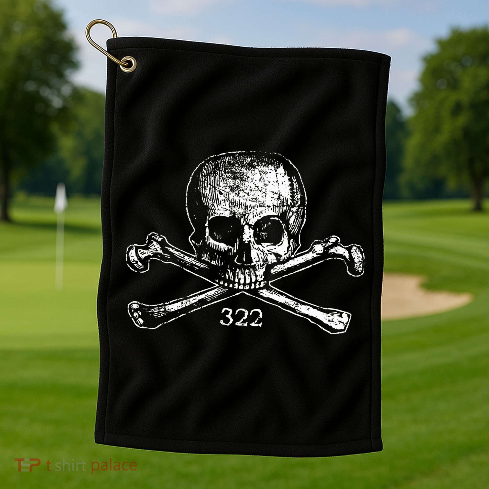 Skull & Bones 322 Distressed Skull And Crossbones Golf Towel