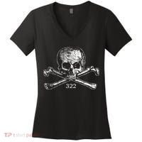 Skull & Bones 322 Distressed Skull And Crossbones Women's V-Neck T-Shirt thumb 0