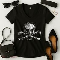 Skull & Bones 322 Distressed Skull And Crossbones Women's V-Neck T-Shirt thumb 2
