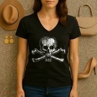 Skull & Bones 322 Distressed Skull And Crossbones Women's V-Neck T-Shirt thumb 3