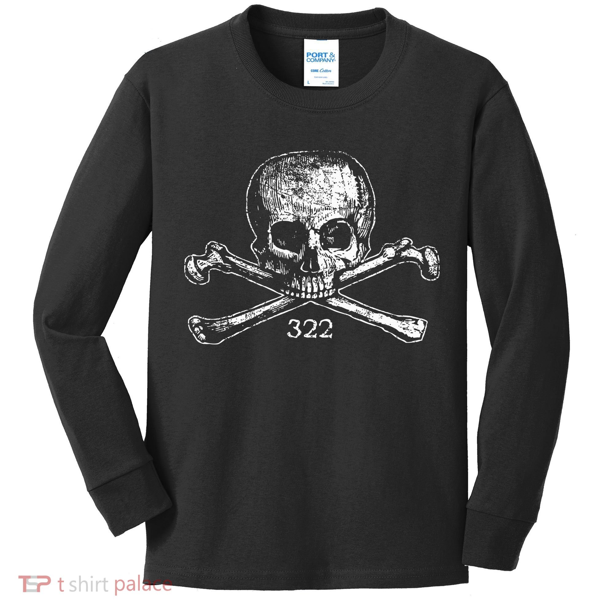 Skull & Bones 322 Distressed Skull And Crossbones Kids Long Sleeve Shirt