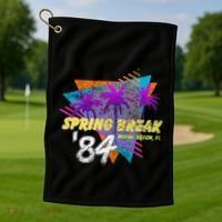 Spring Break 84 Miami Beach 80s Party Wear Golf Towel thumb 1