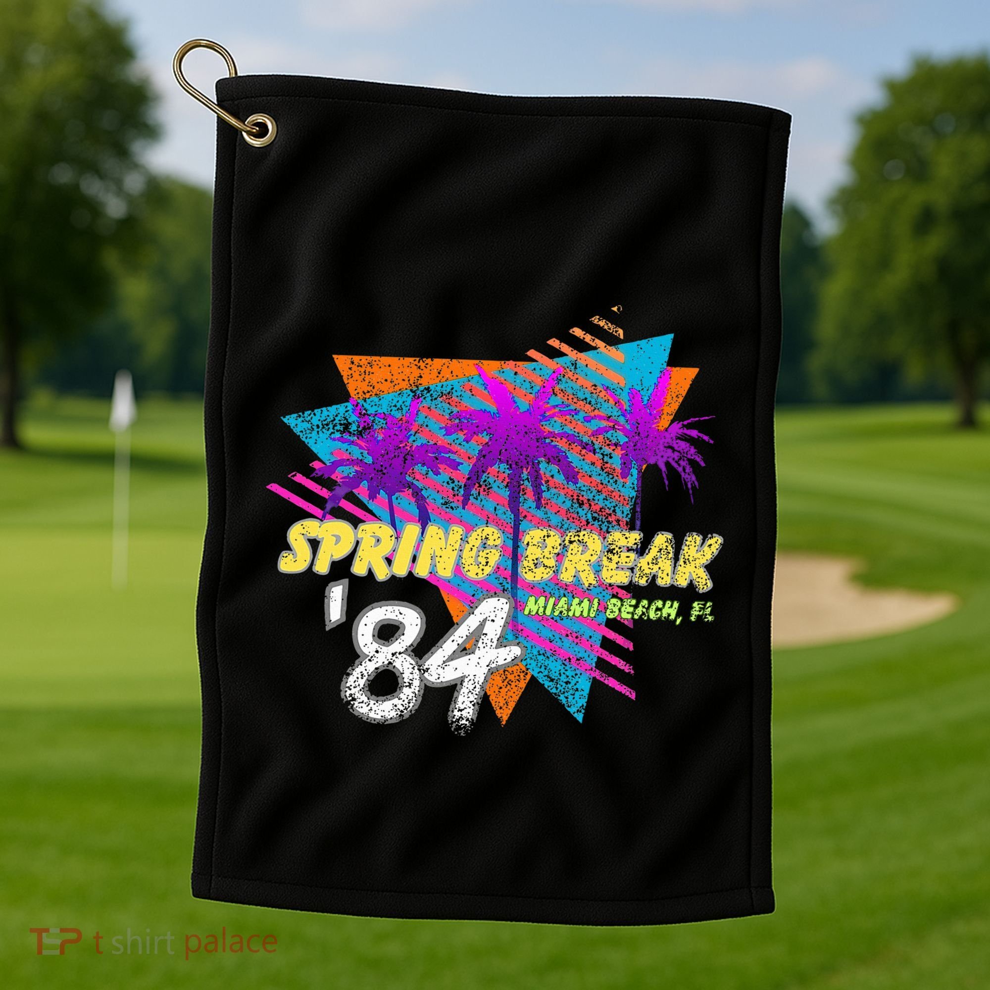 Spring Break 84 Miami Beach 80s Party Wear Golf Towel