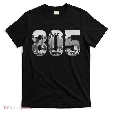 Santa Barbara 805 Area Code Vintage Palm Trees California T-Shirt