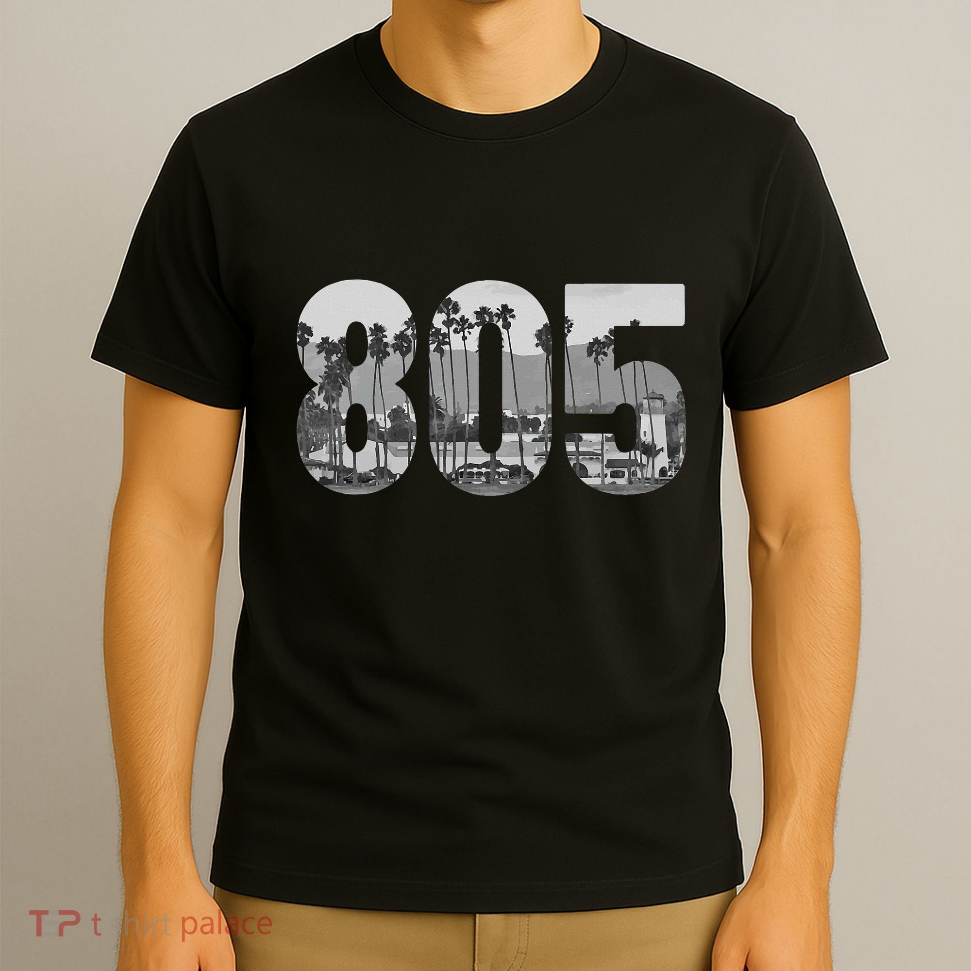 Santa Barbara 805 Area Code Vintage Palm Trees California T-Shirt