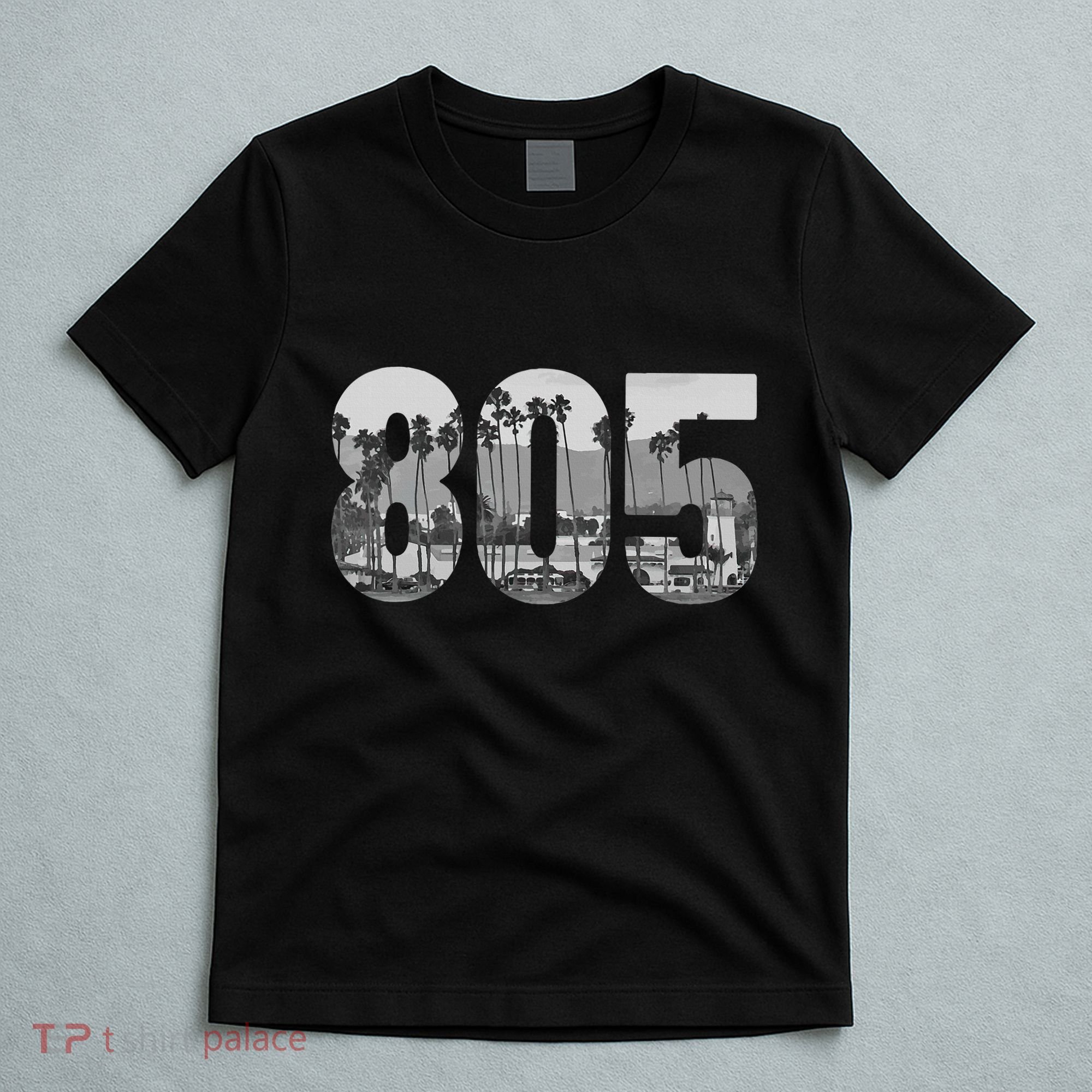 Santa Barbara 805 Area Code Vintage Palm Trees California T-Shirt