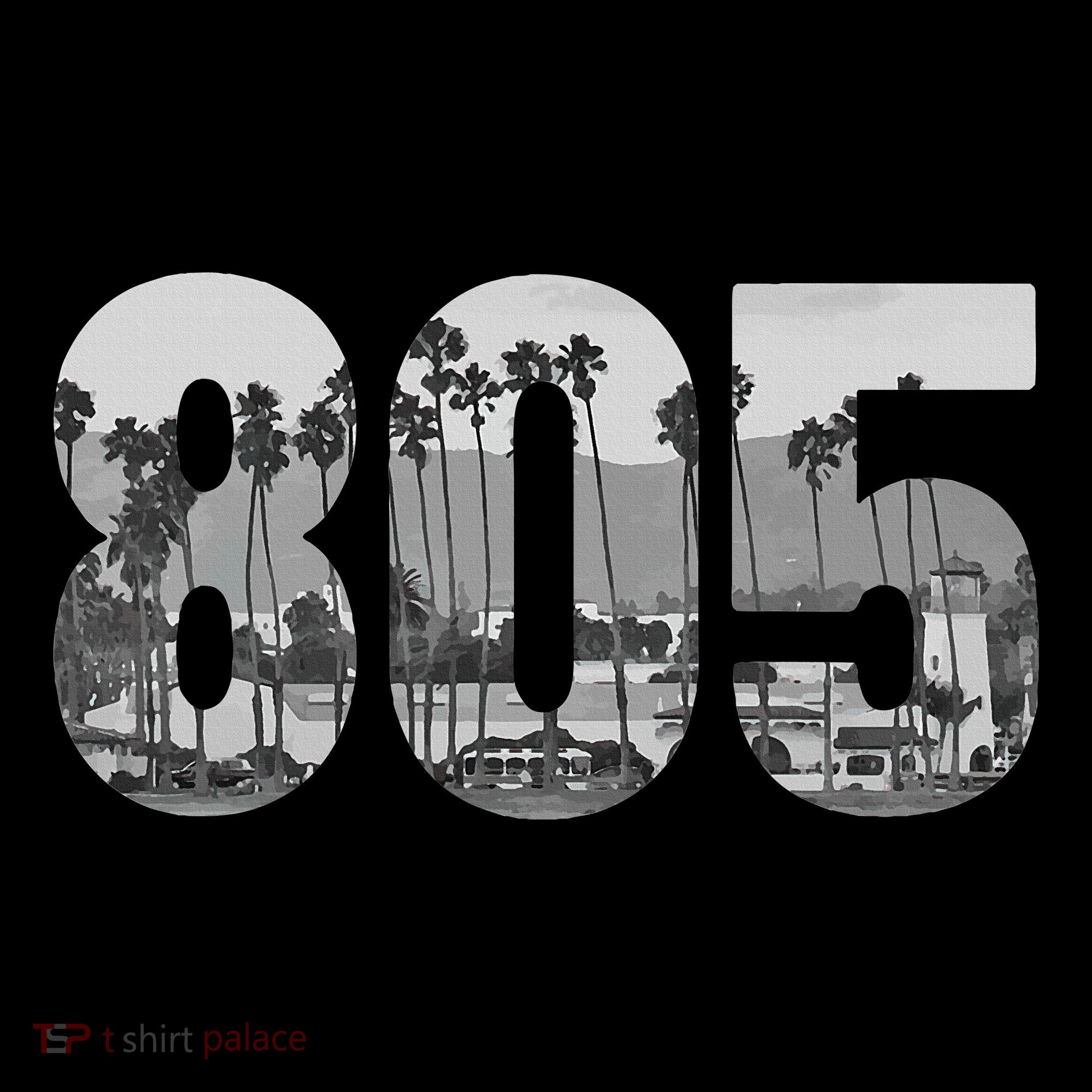 Santa Barbara 805 Area Code Vintage Palm Trees California T-Shirt