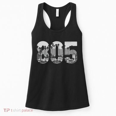 Santa Barbara 805 Area Code Vintage Palm Trees California Women's Tank Top