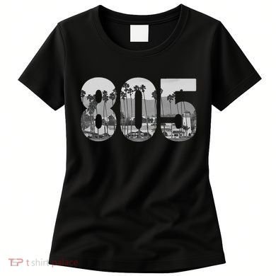 Santa Barbara 805 Area Code Vintage Palm Trees California Women's T-Shirt