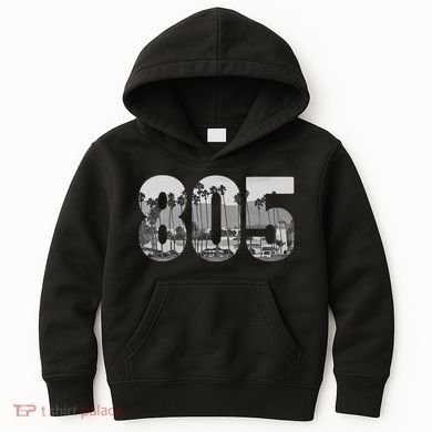 Santa Barbara 805 Area Code Vintage Palm Trees California Kids Hoodie
