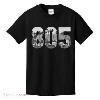 Santa Barbara 805 Area Code Vintage Palm Trees California Kids T-Shirt