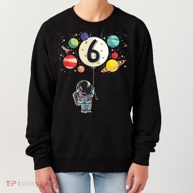Sixth Birthday Astronaut 6th Birthday Space Moon Women's Sweatshirt