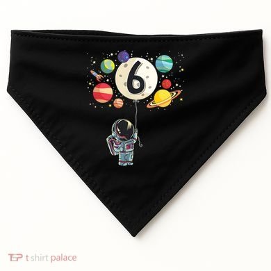 Sixth Birthday Astronaut 6th Birthday Space Moon USA-Made Doggie Bandana