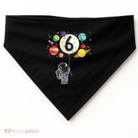 Sixth Birthday Astronaut 6th Birthday Space Moon USA-Made Doggie Bandana thumb 0