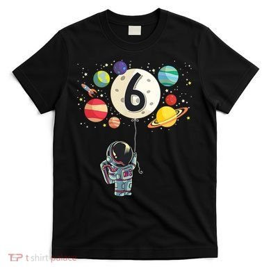 Sixth Birthday Astronaut 6th Birthday Space Moon T-Shirt