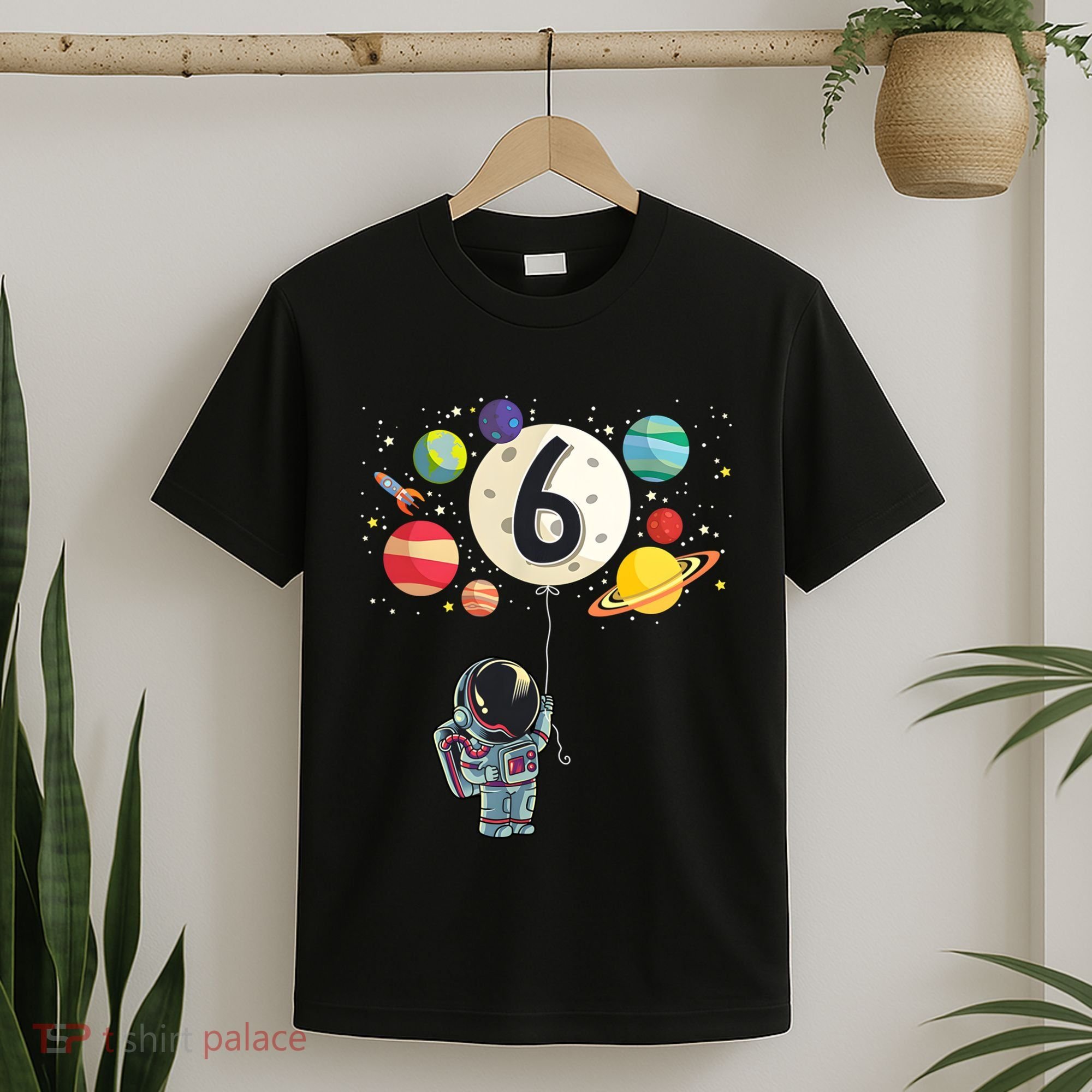 Sixth Birthday Astronaut 6th Birthday Space Moon T-Shirt