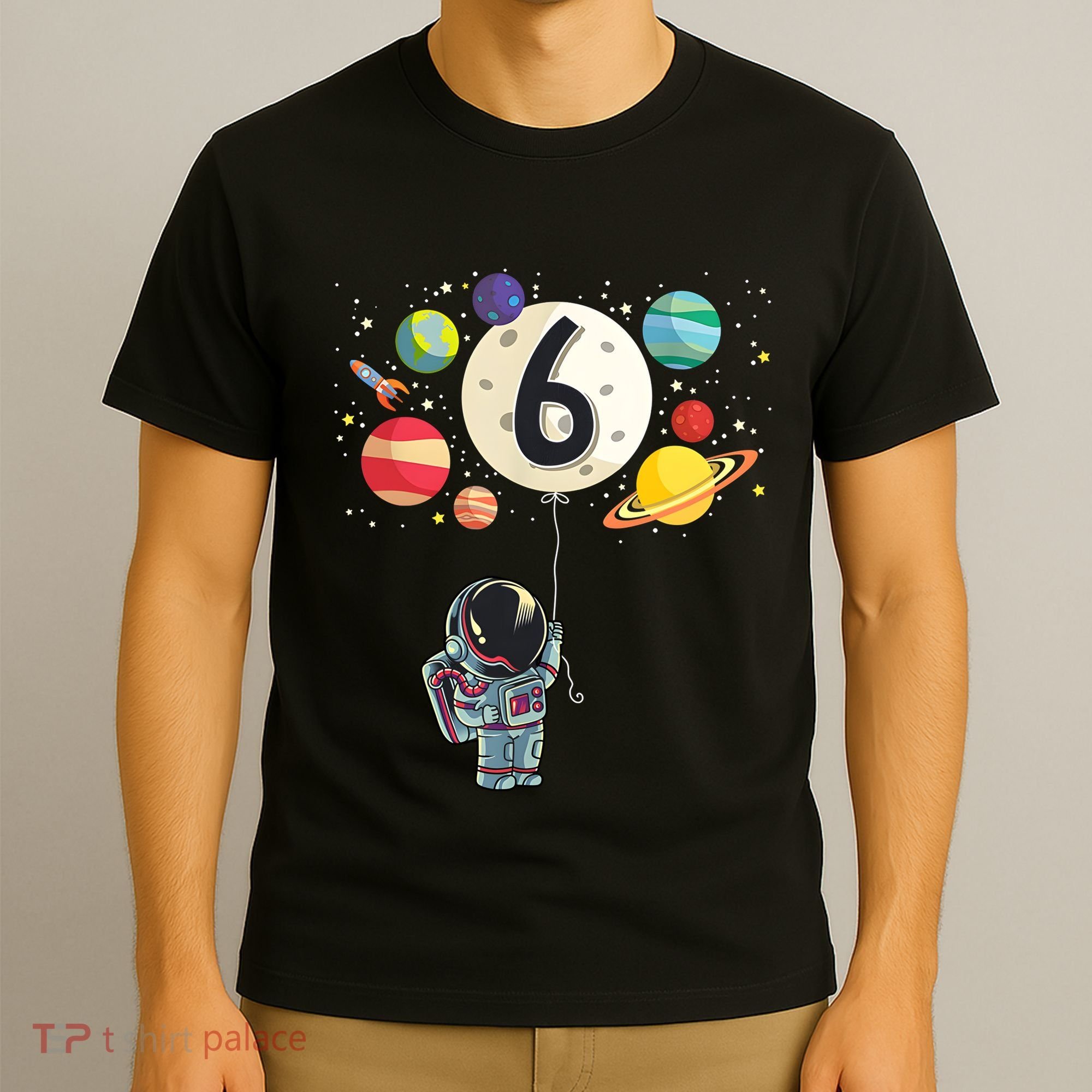 Sixth Birthday Astronaut 6th Birthday Space Moon T-Shirt