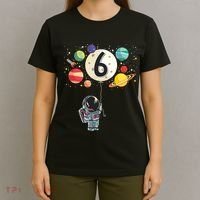 Sixth Birthday Astronaut 6th Birthday Space Moon T-Shirt thumb 4
