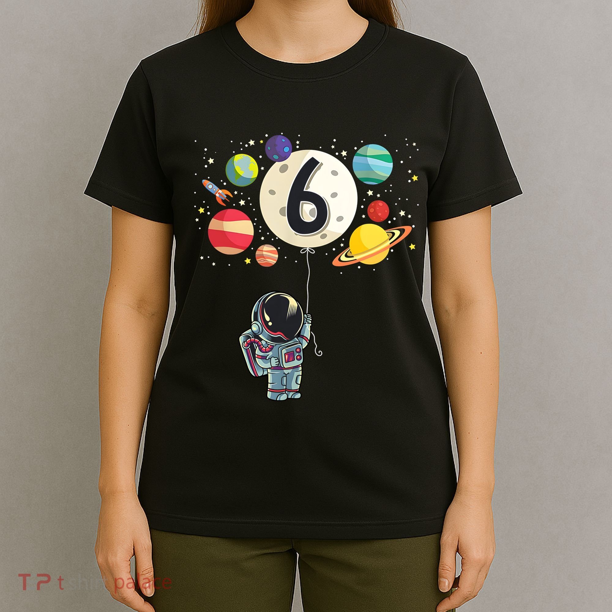 Sixth Birthday Astronaut 6th Birthday Space Moon T-Shirt