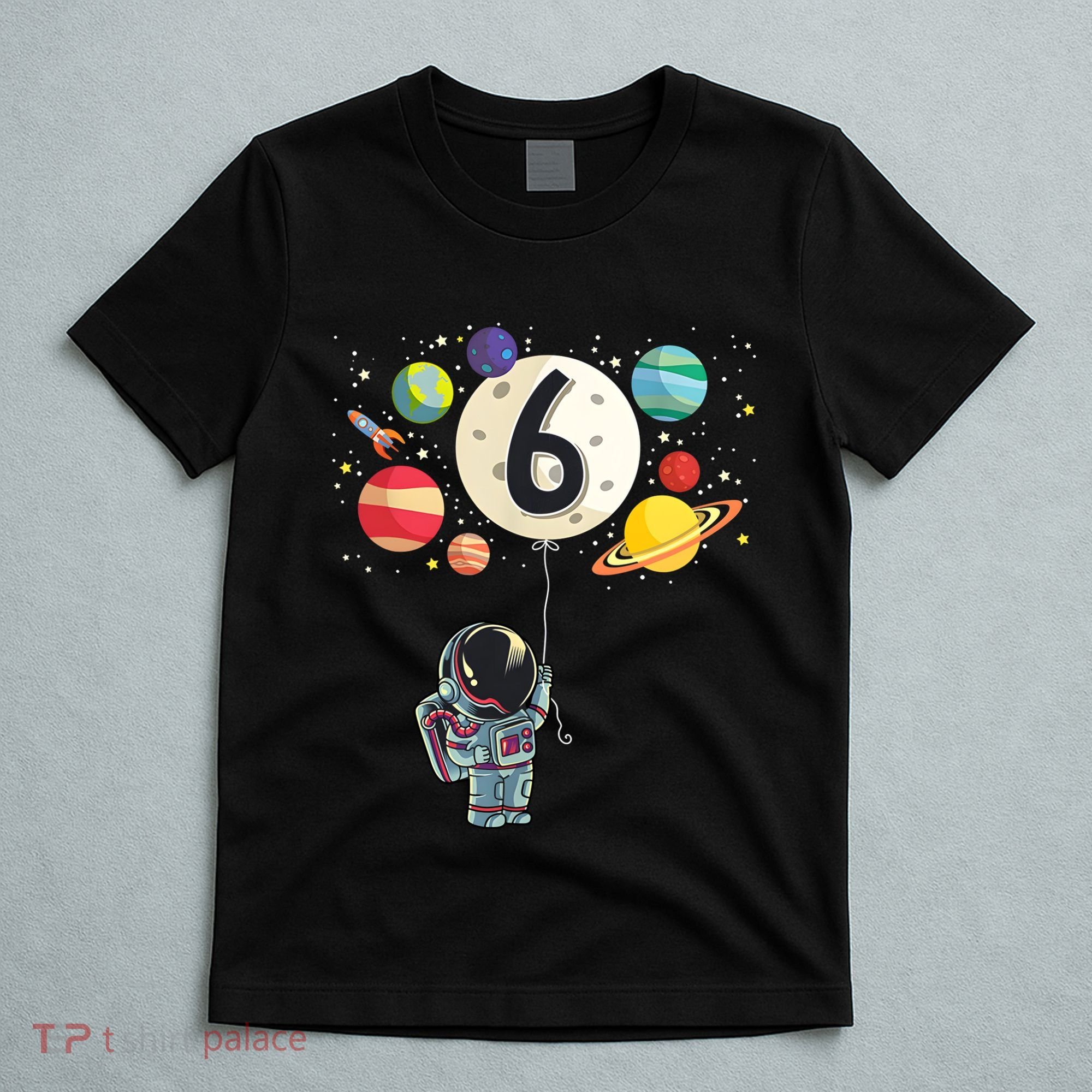 Sixth Birthday Astronaut 6th Birthday Space Moon T-Shirt