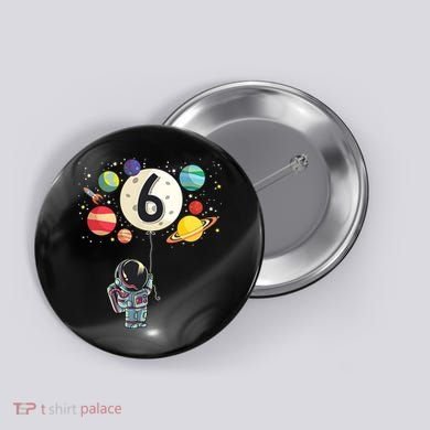 Sixth Birthday Astronaut 6th Birthday Space Moon Button