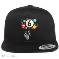 Sixth Birthday Astronaut 6th Birthday Space Moon Flat Bill Trucker Hat thumb 0