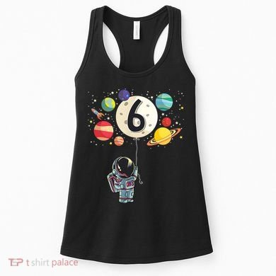 Sixth Birthday Astronaut 6th Birthday Space Moon Women's Tank Top