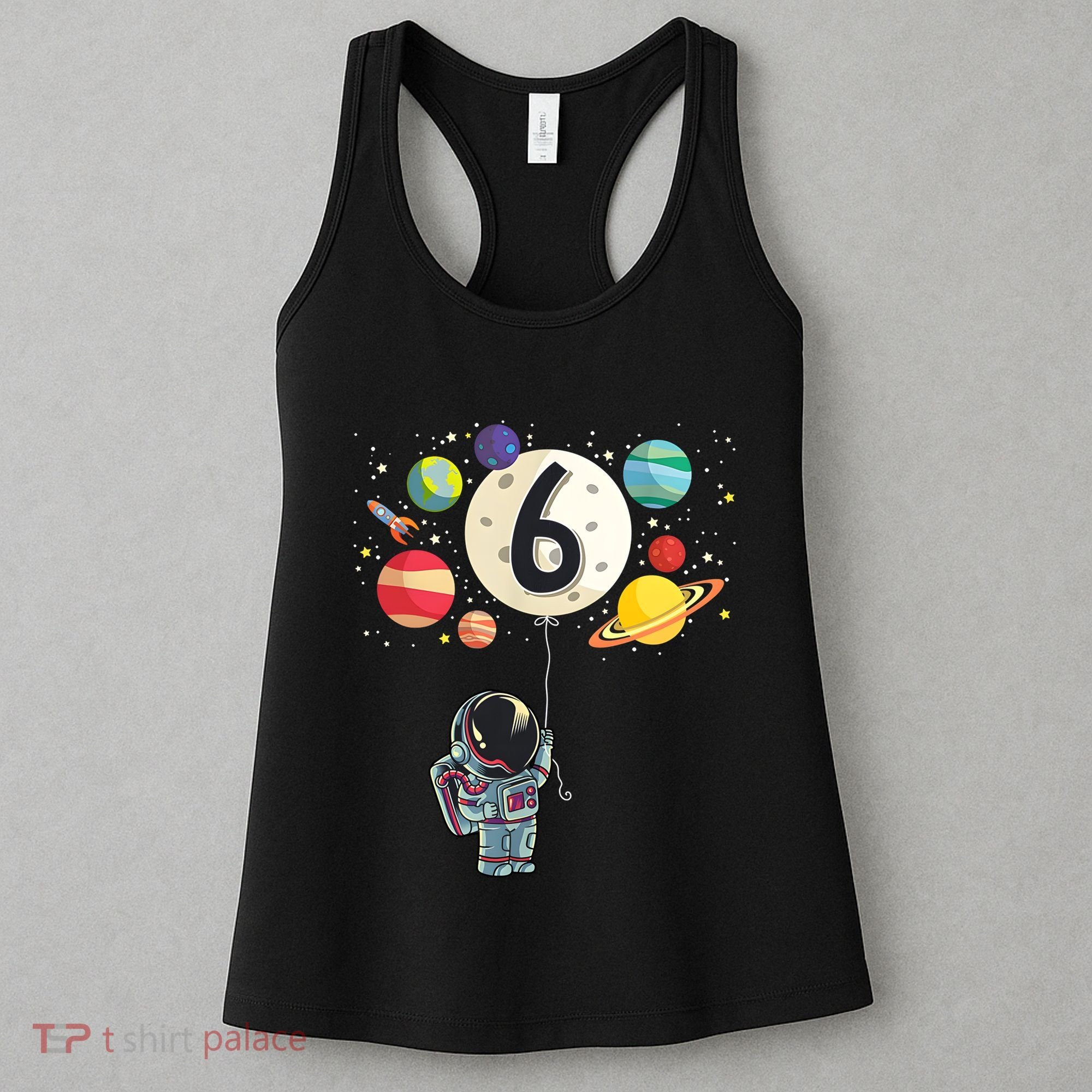 Sixth Birthday Astronaut 6th Birthday Space Moon Women's Tank Top