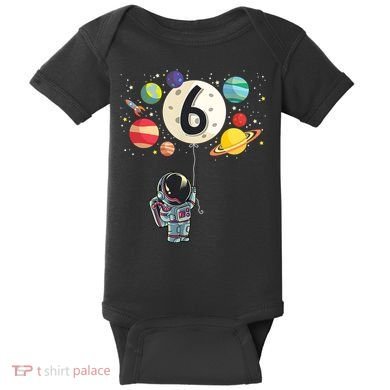 Sixth Birthday Astronaut 6th Birthday Space Moon Baby Bodysuit