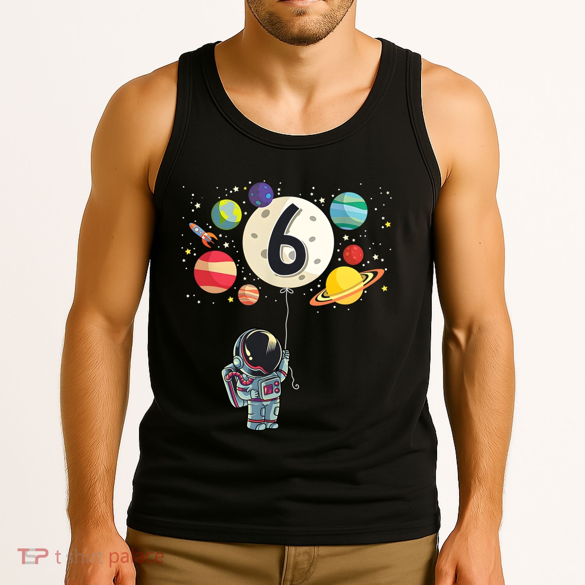 Sixth Birthday Astronaut 6th Birthday Space Moon Tank Top