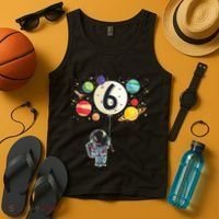 Sixth Birthday Astronaut 6th Birthday Space Moon Tank Top thumb 4