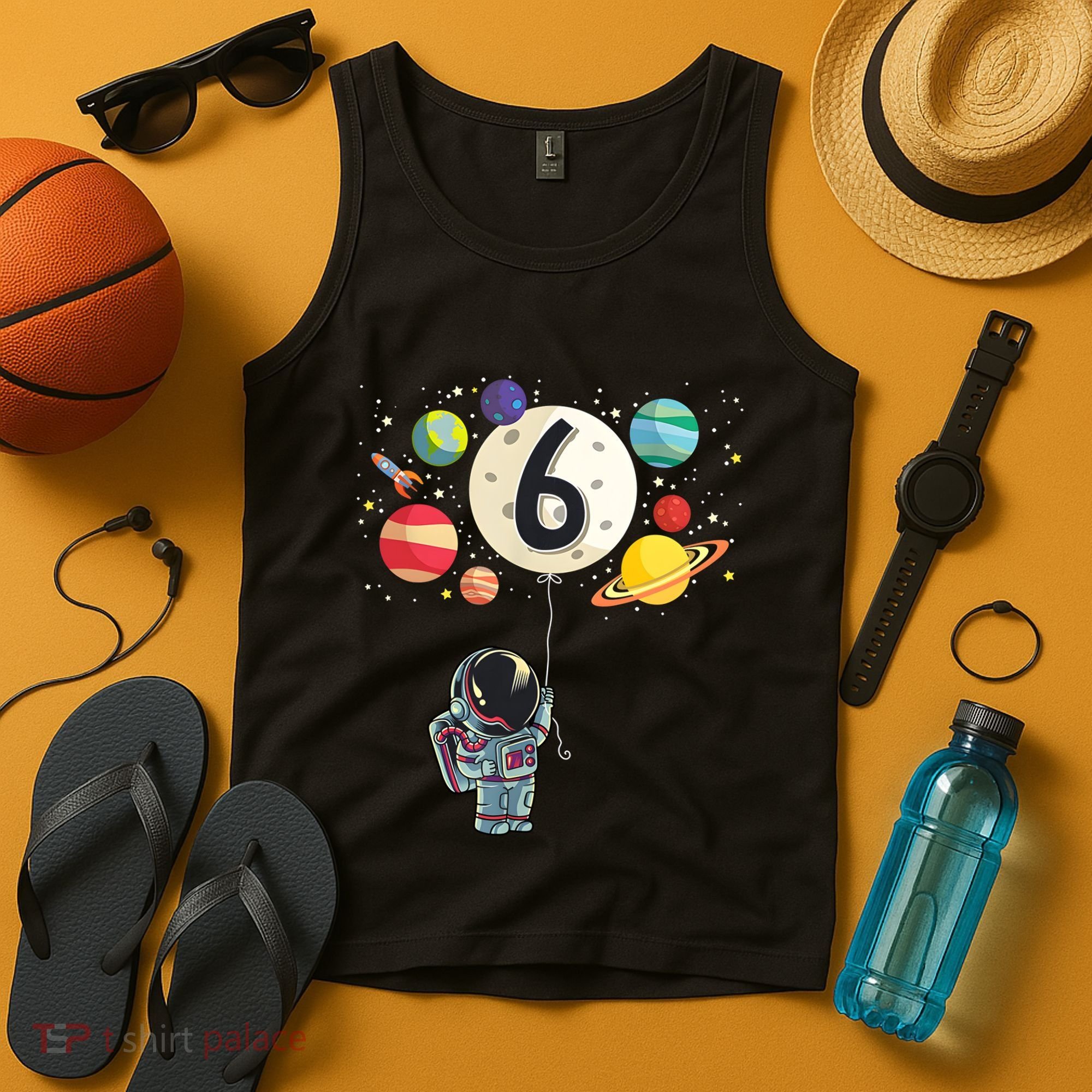 Sixth Birthday Astronaut 6th Birthday Space Moon Tank Top