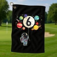 Sixth Birthday Astronaut 6th Birthday Space Moon Golf Towel thumb 1