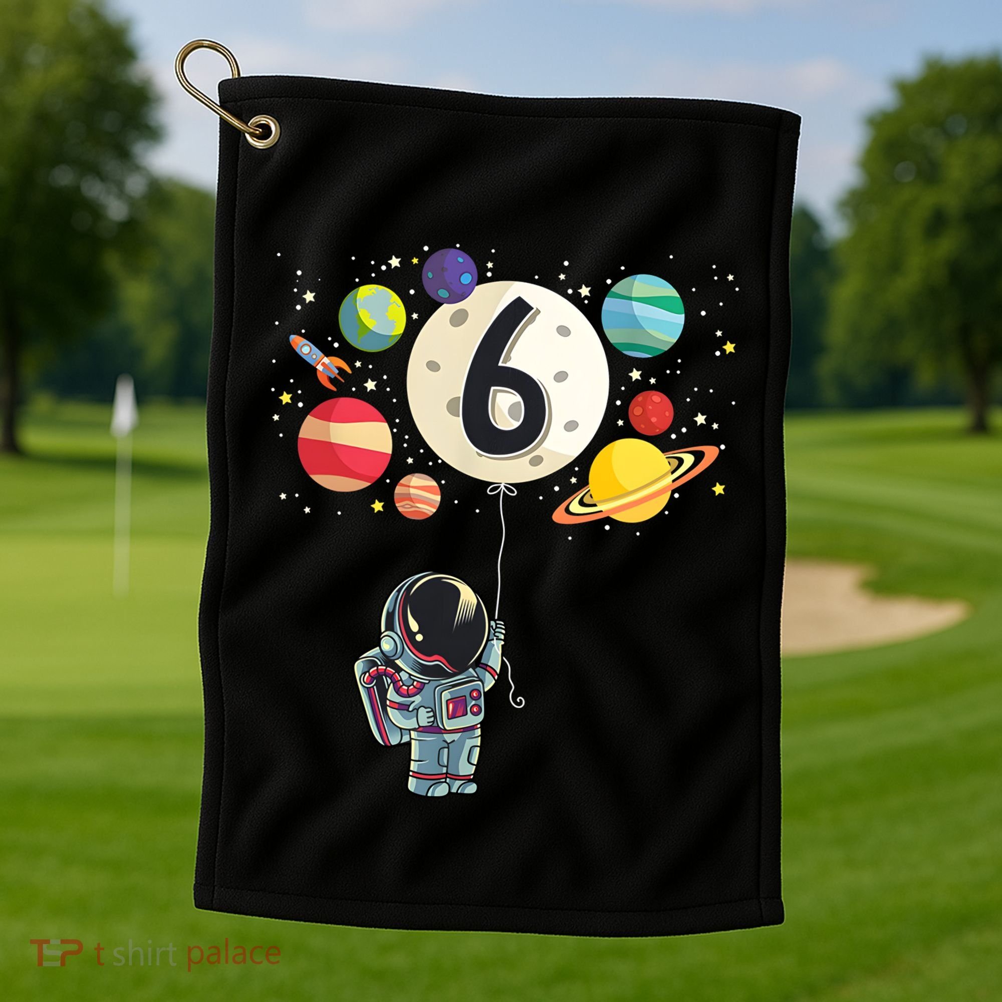 Sixth Birthday Astronaut 6th Birthday Space Moon Golf Towel