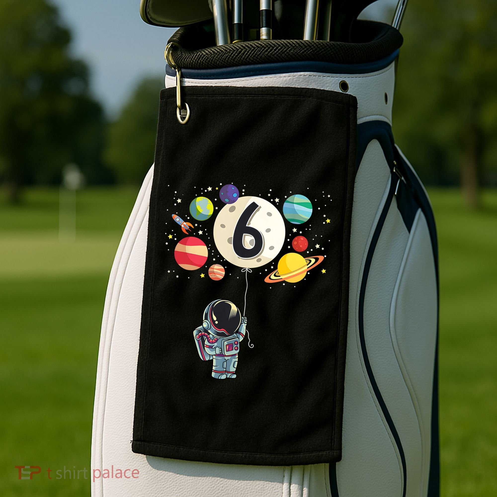 Sixth Birthday Astronaut 6th Birthday Space Moon Golf Towel